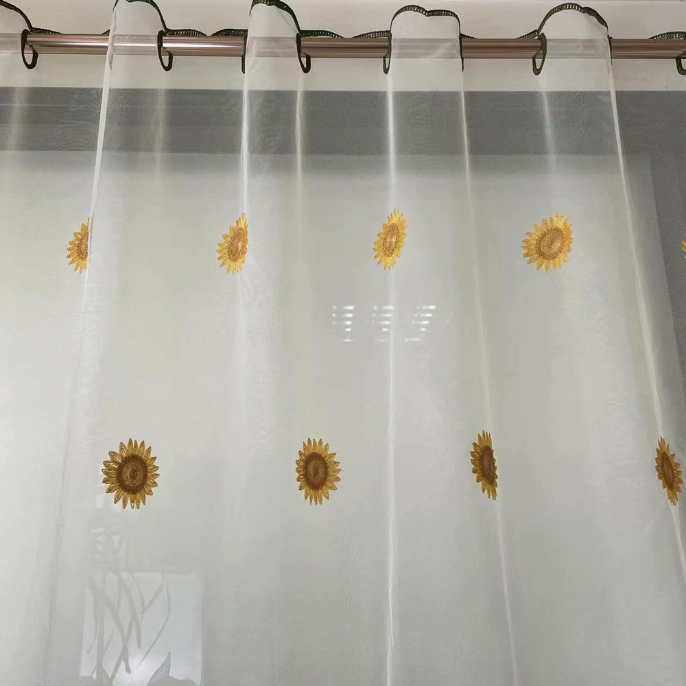  Sunflower Flower Pattern Towel Cheap Embroidery Curtain for Kitchen and Cafe