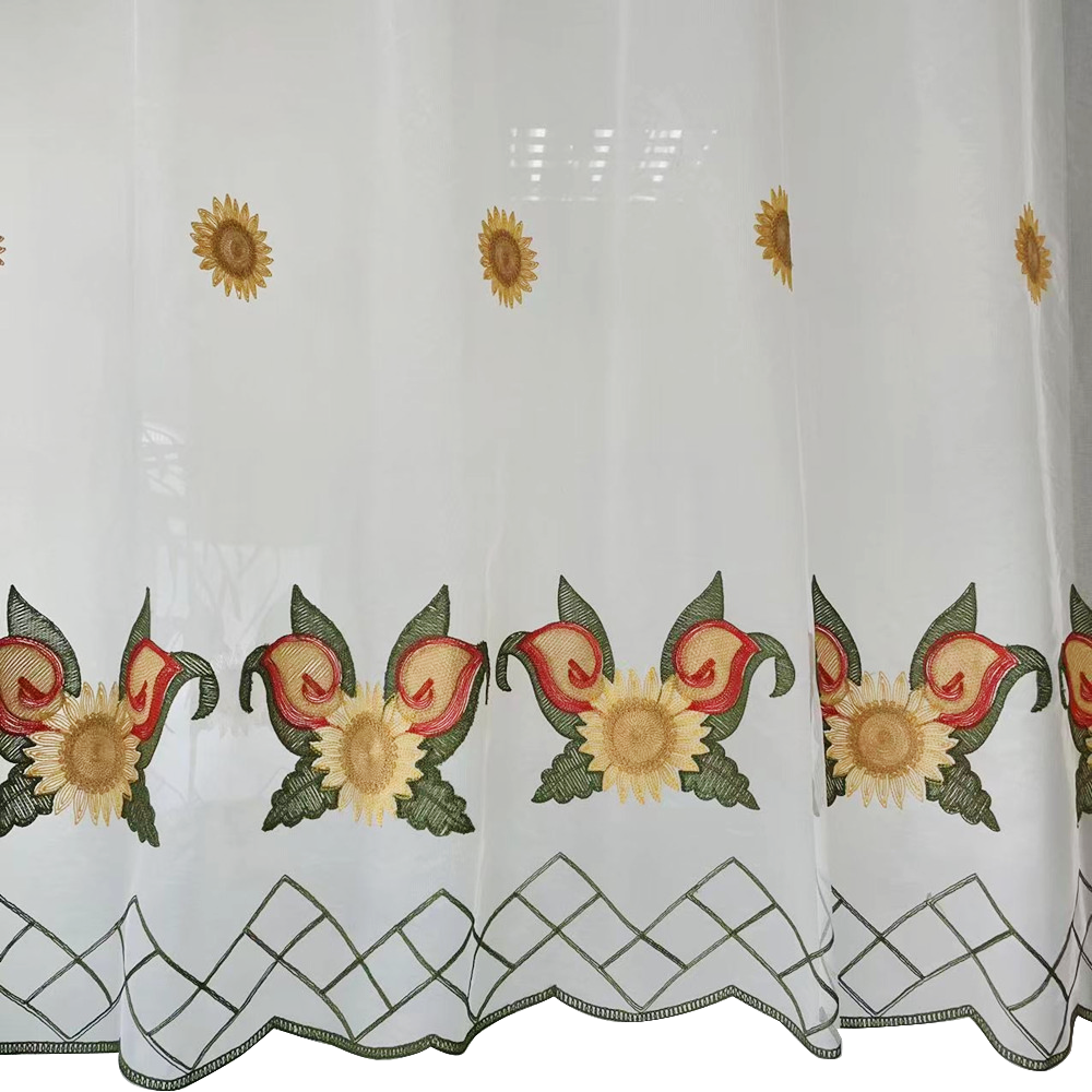  Sunflower Flower Pattern Towel Cheap Embroidery Curtain for Kitchen and Cafe