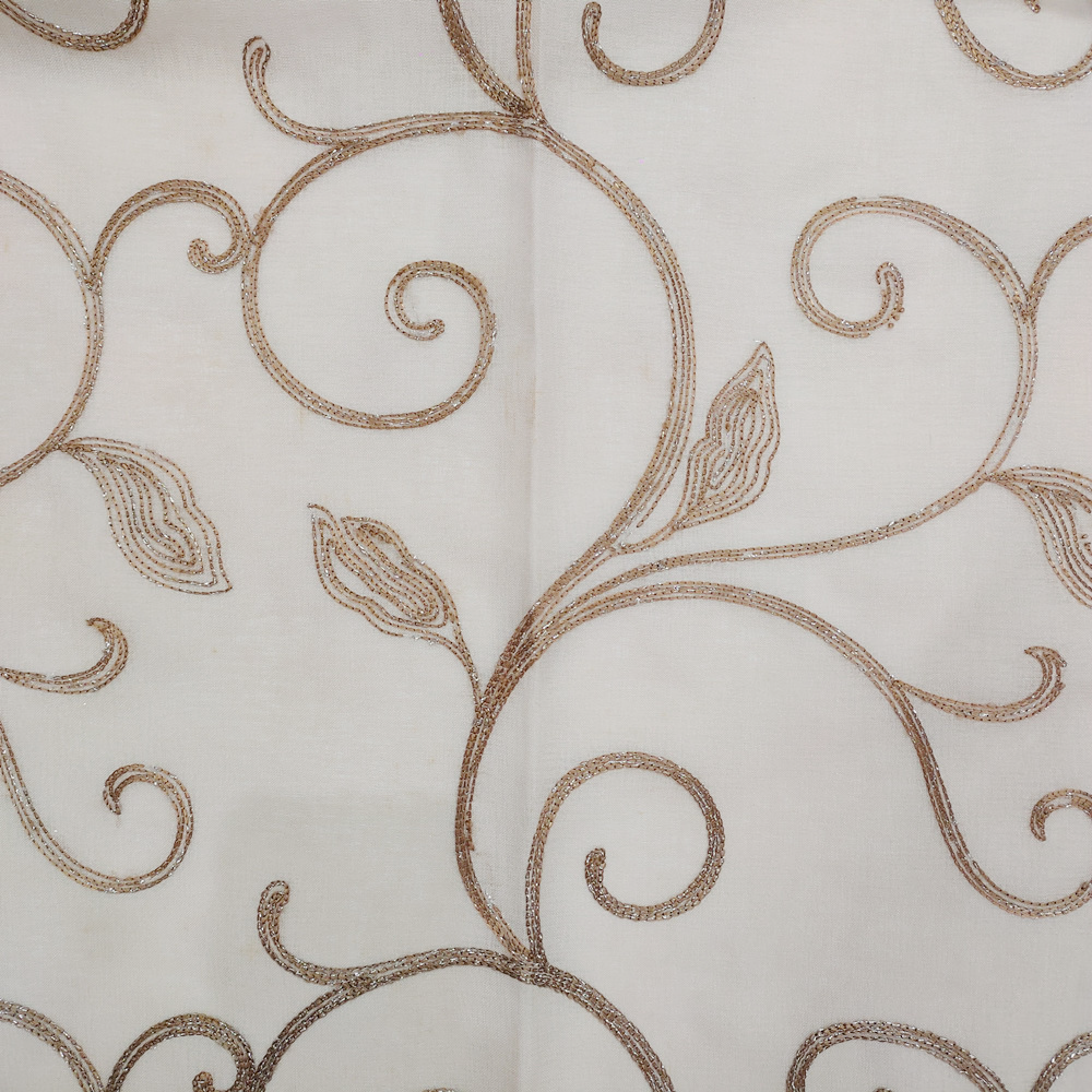 Classic Vine Pattern Design Luxury Style Embroidered Yarn Curtain Fabric 