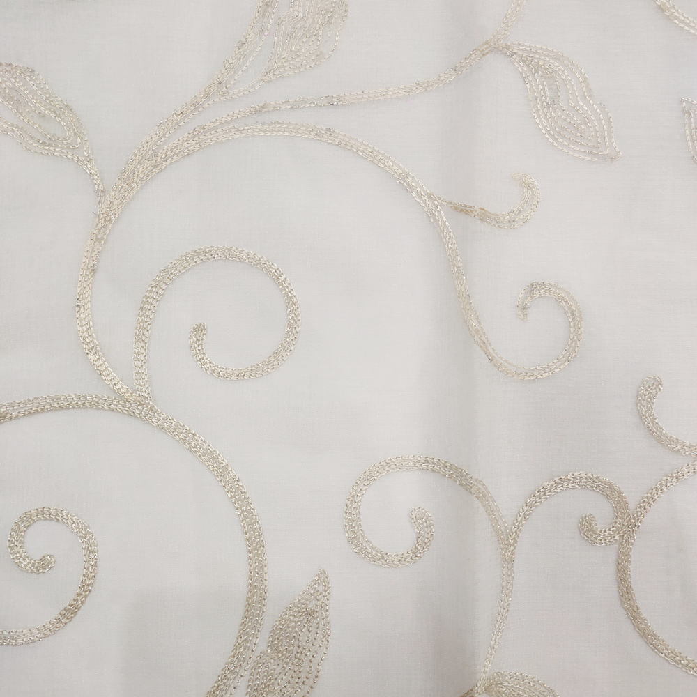 Classic Vine Pattern Design Luxury Style Embroidered Yarn Curtain Fabric 