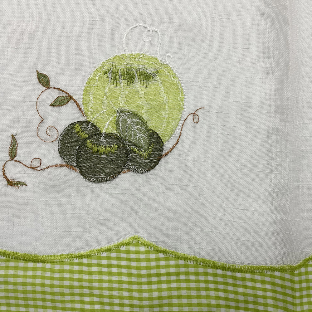 Watermelon and Apple Pattern Linen Slub Hemp Embroidery Shading Curtain Fabric