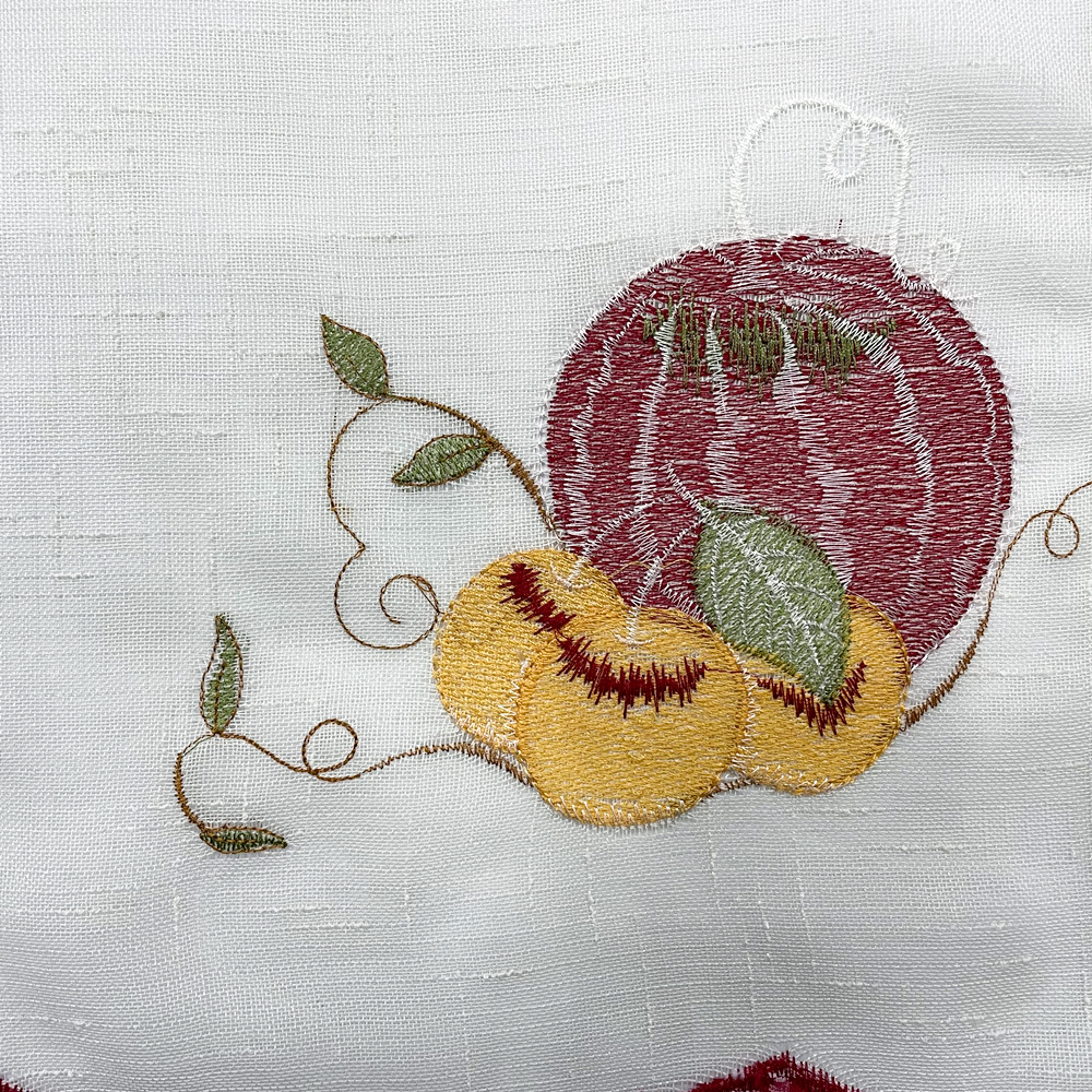 Watermelon and Apple Pattern Linen Slub Hemp Embroidery Shading Curtain Fabric