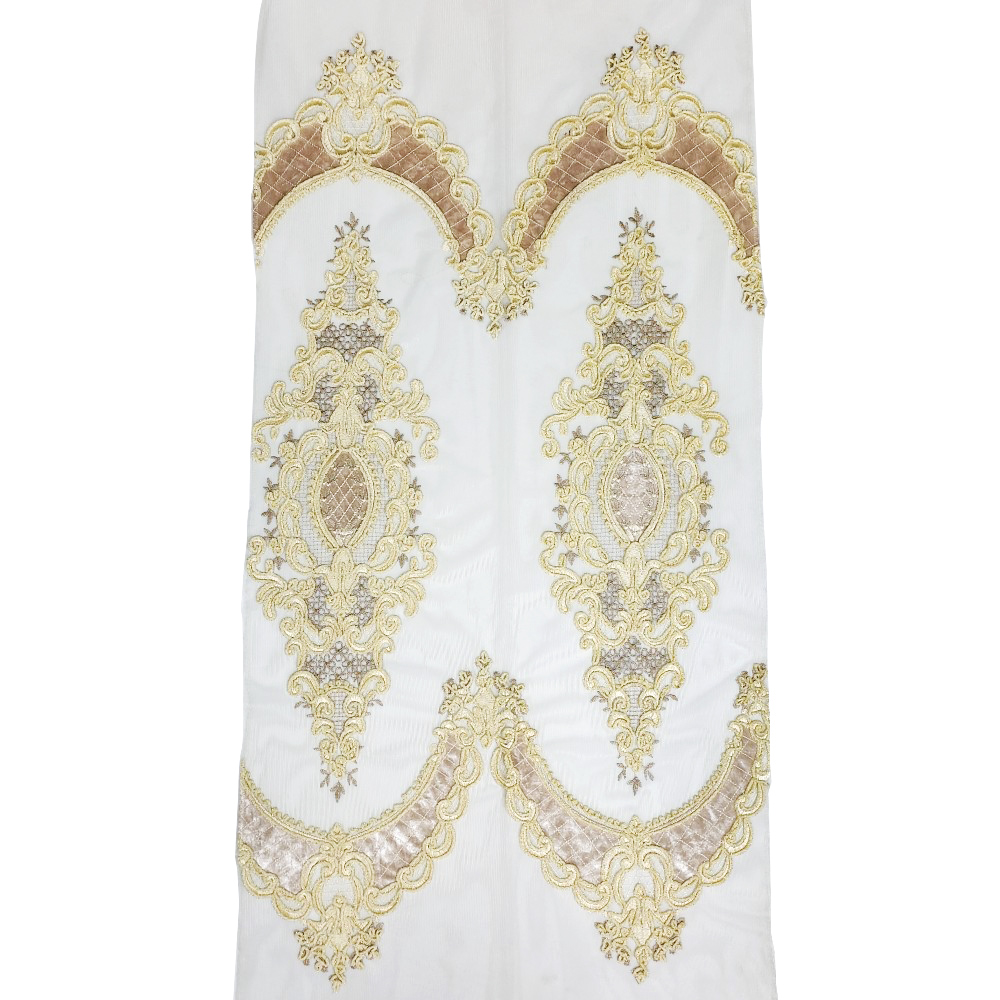 Classic European Style High-end Coloured Rope Embroidered Curtain Fabric