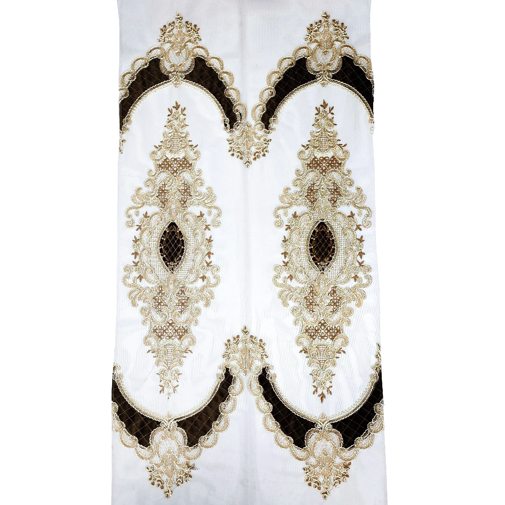 Classic European Style High-end Coloured Rope Embroidered Curtain Fabric