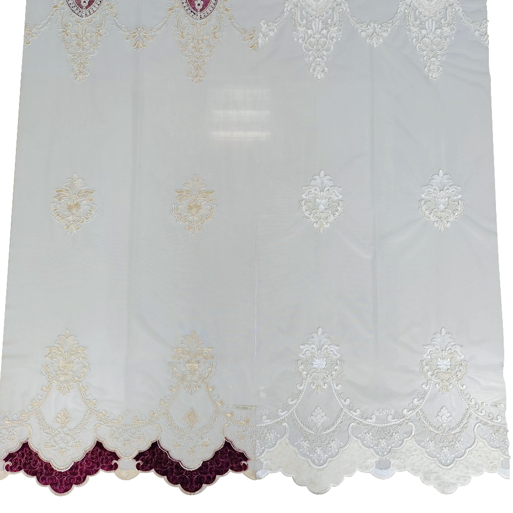 Custom Luxury European Style High-end Coloured Rope Embroidered Curtain Fabric