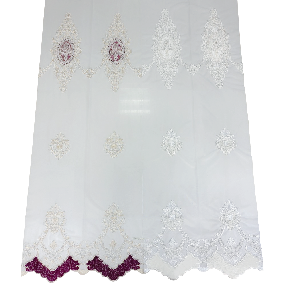 Custom Luxury European Style High-end Coloured Rope Embroidered Curtain Fabric