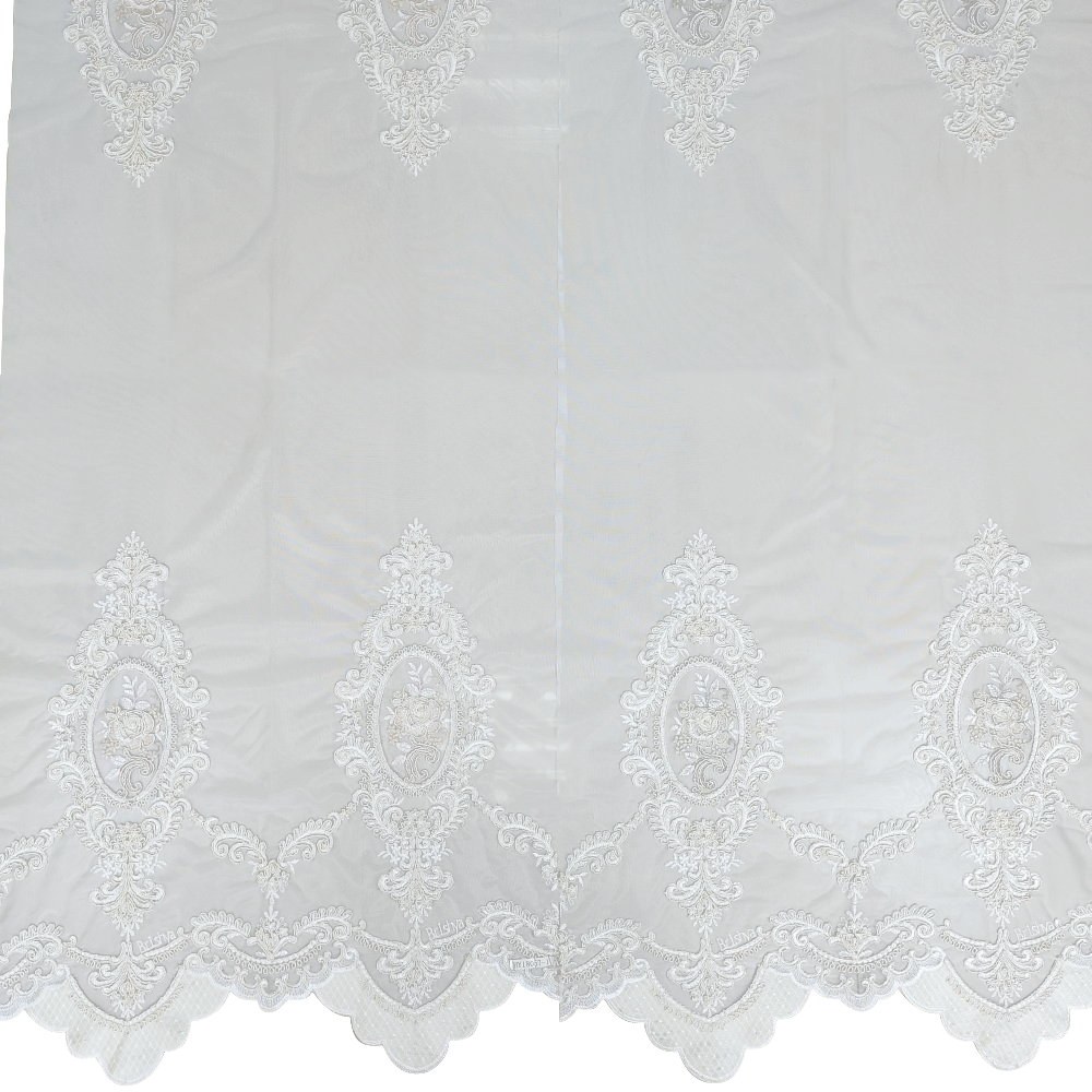 New Design Tulle Lace Fabric European Style Rope Embroidery Lace Curtain Fabric 