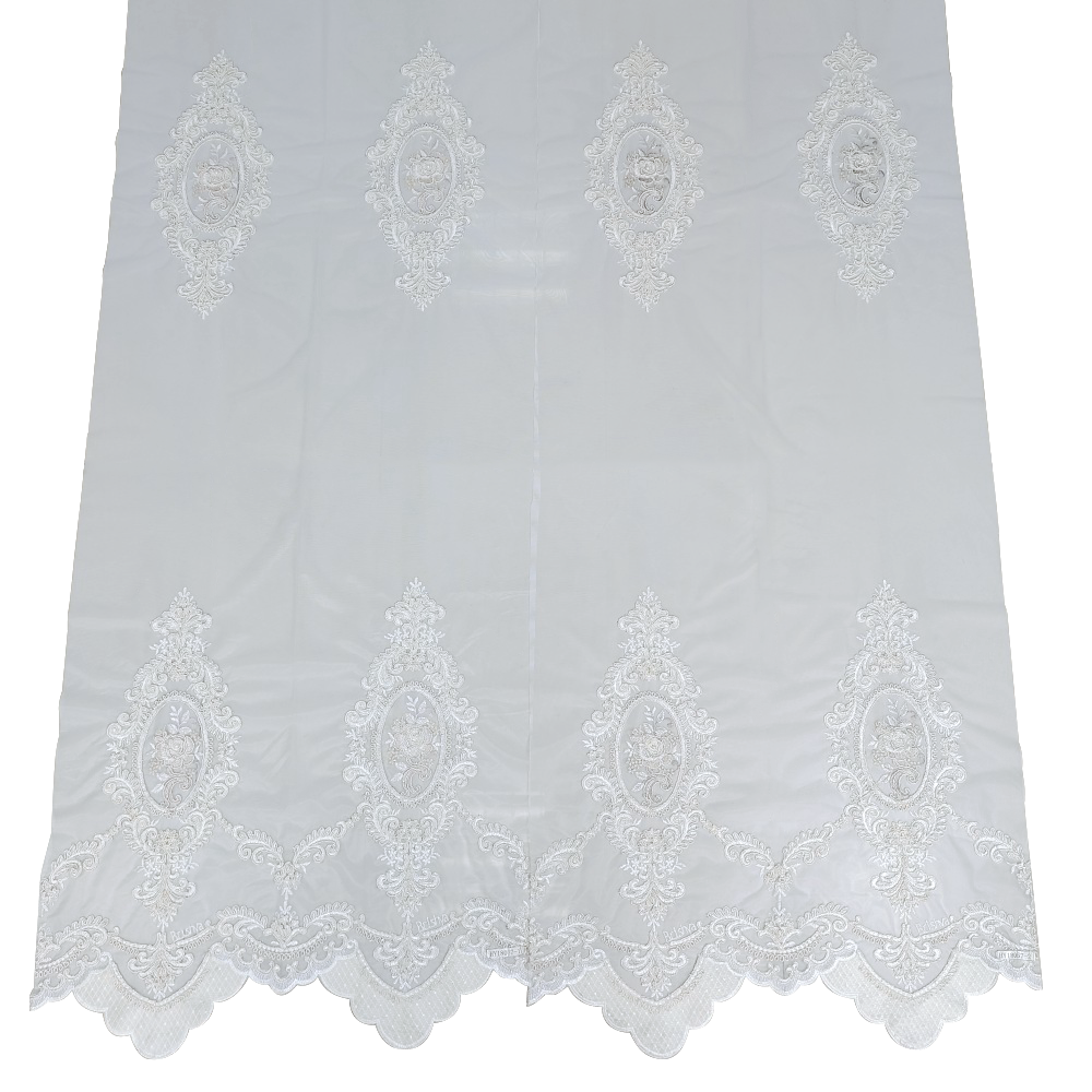 New Design Tulle Lace Fabric European Style Rope Embroidery Lace Curtain Fabric 