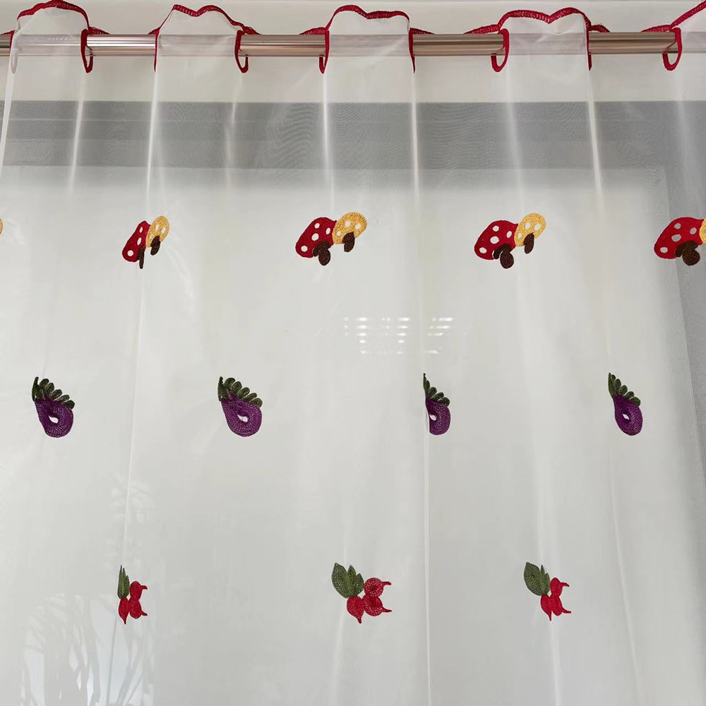 Vegetable Baskets Design Eyelet Embroidery Terylene Yarn Curtain 