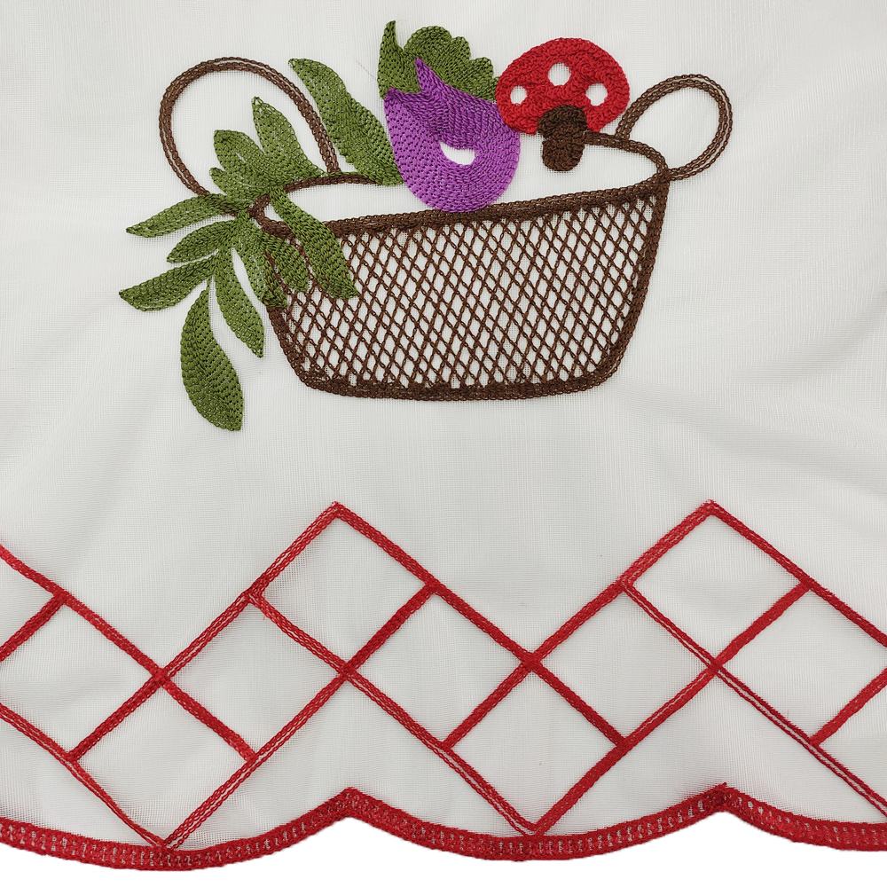 Vegetable Baskets Design Eyelet Embroidery Terylene Yarn Curtain 