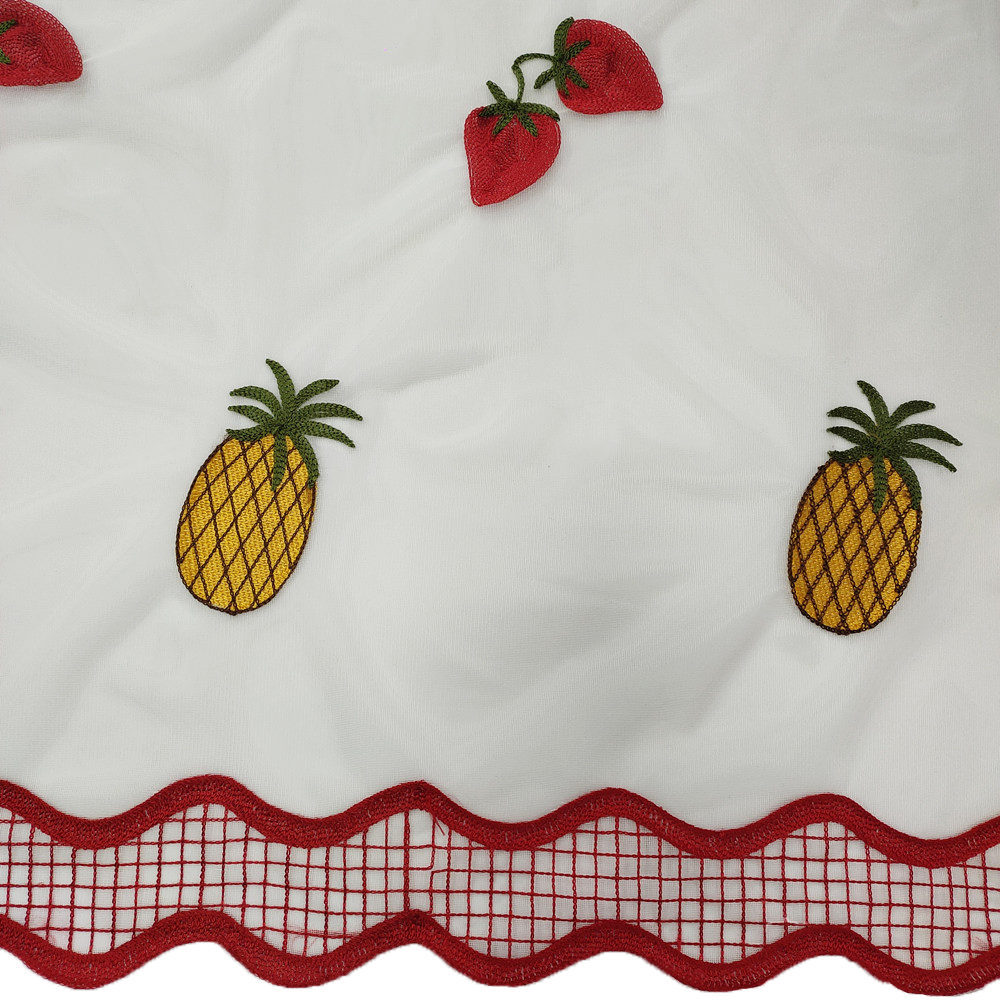 Simple and Fresh Fruit Embroidery Kitchen and Cafe Window Curtain 