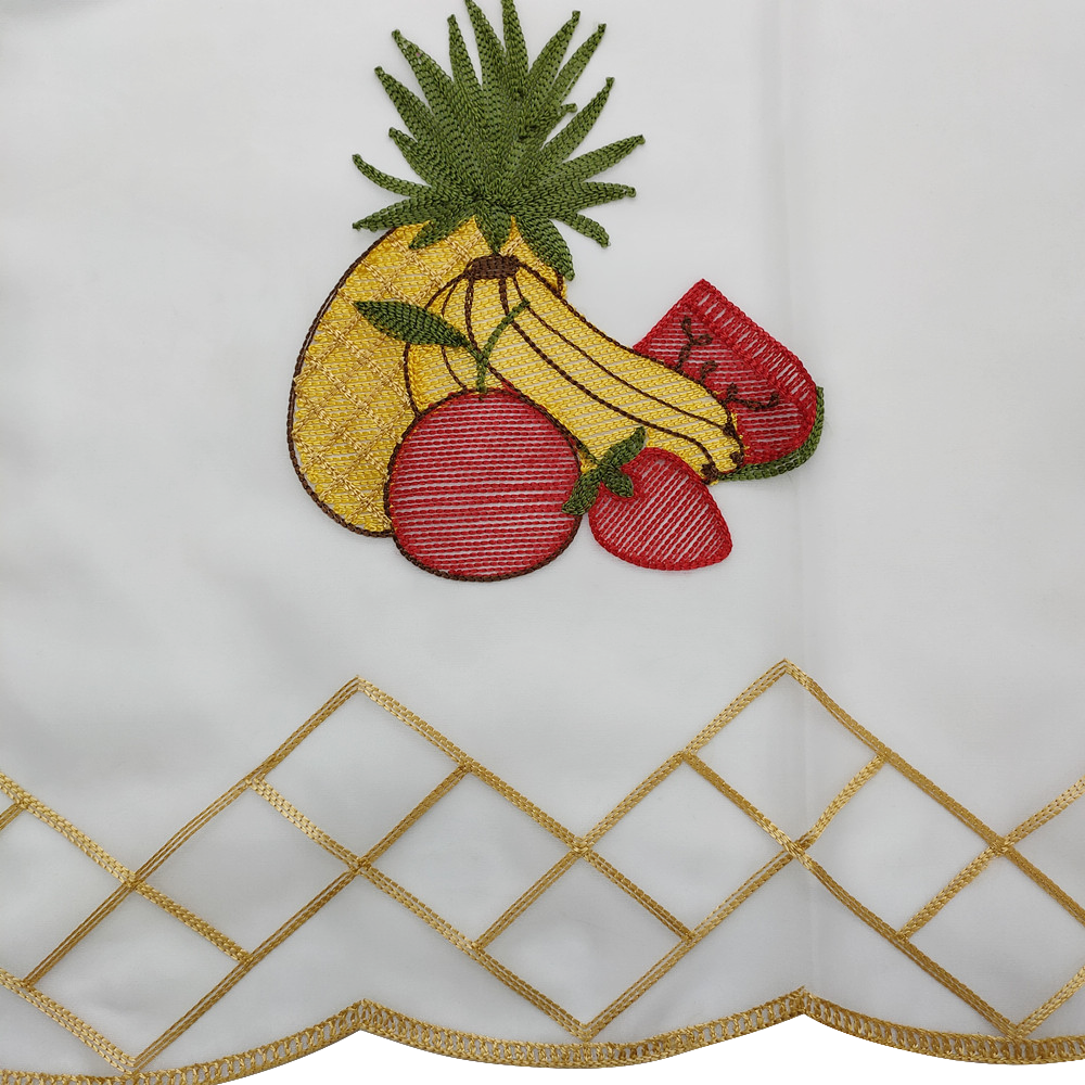 Classic Design Style Fruit Series Embroidery Kitchen Short Half Curtain