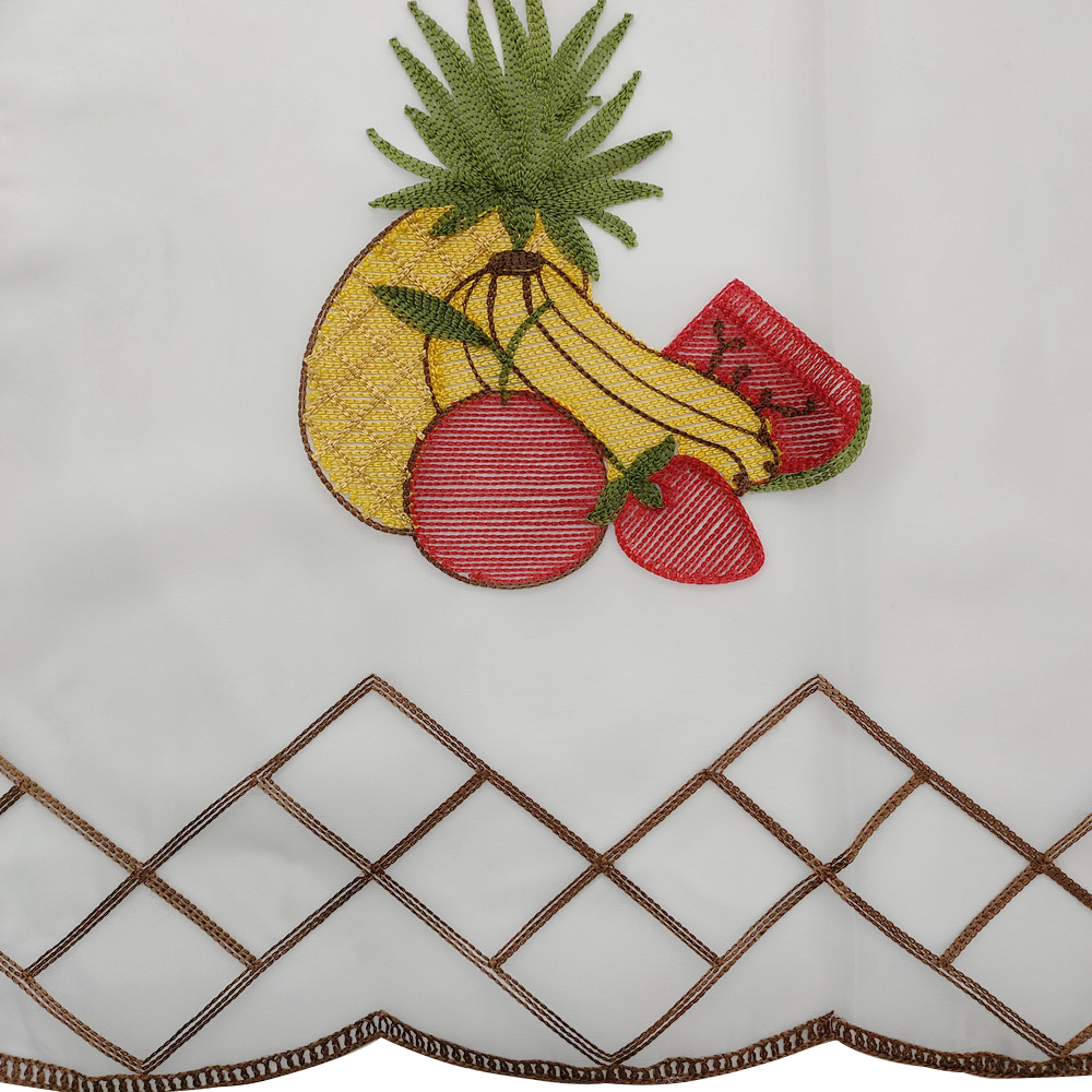 Classic Design Style Fruit Series Embroidery Kitchen Short Half Curtain