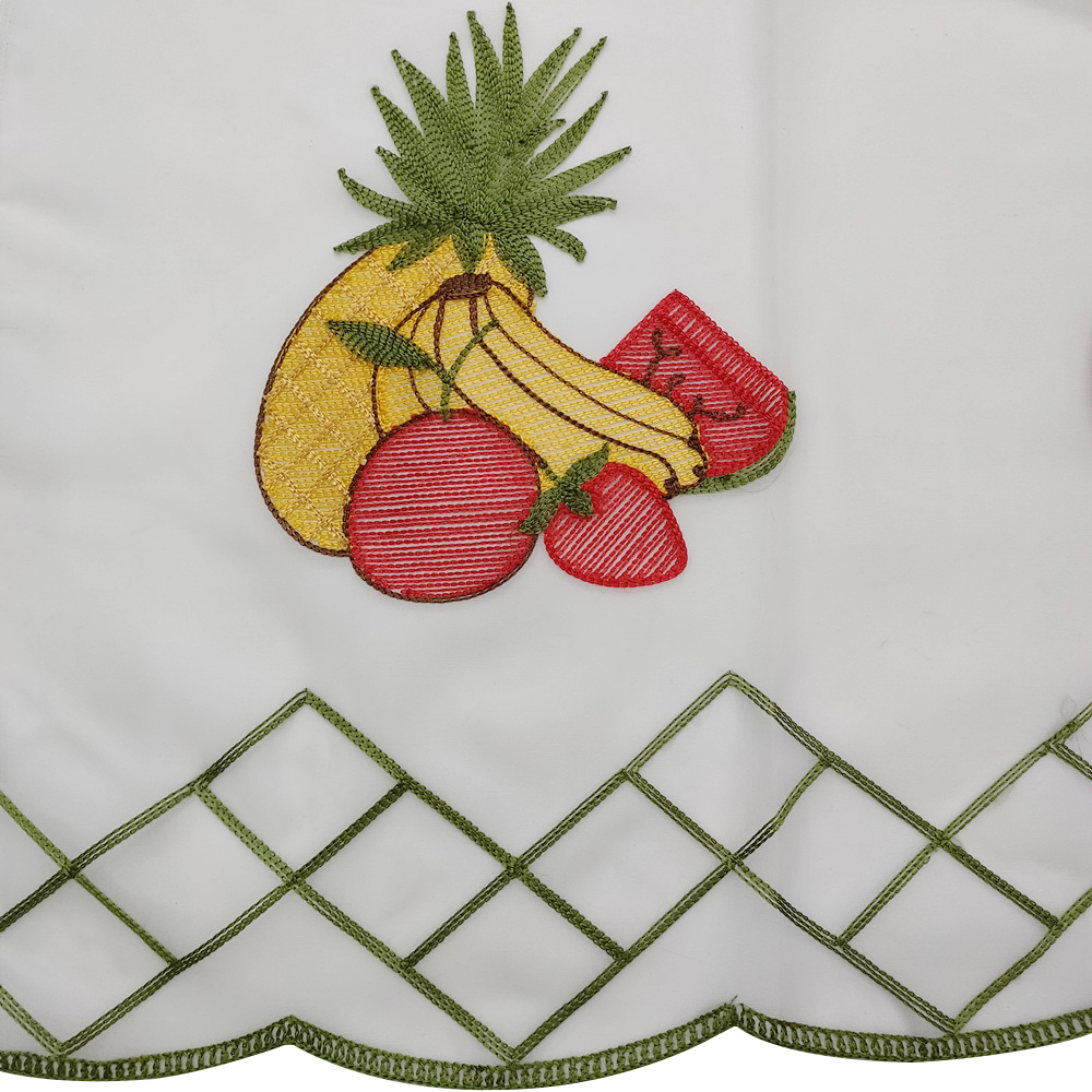 Classic Design Style Fruit Series Embroidery Kitchen Short Half Curtain