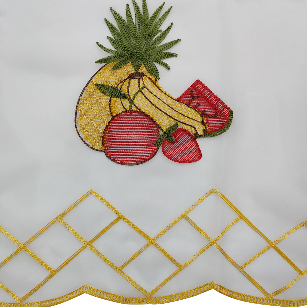 Classic Design Style Fruit Series Embroidery Kitchen Short Half Curtain