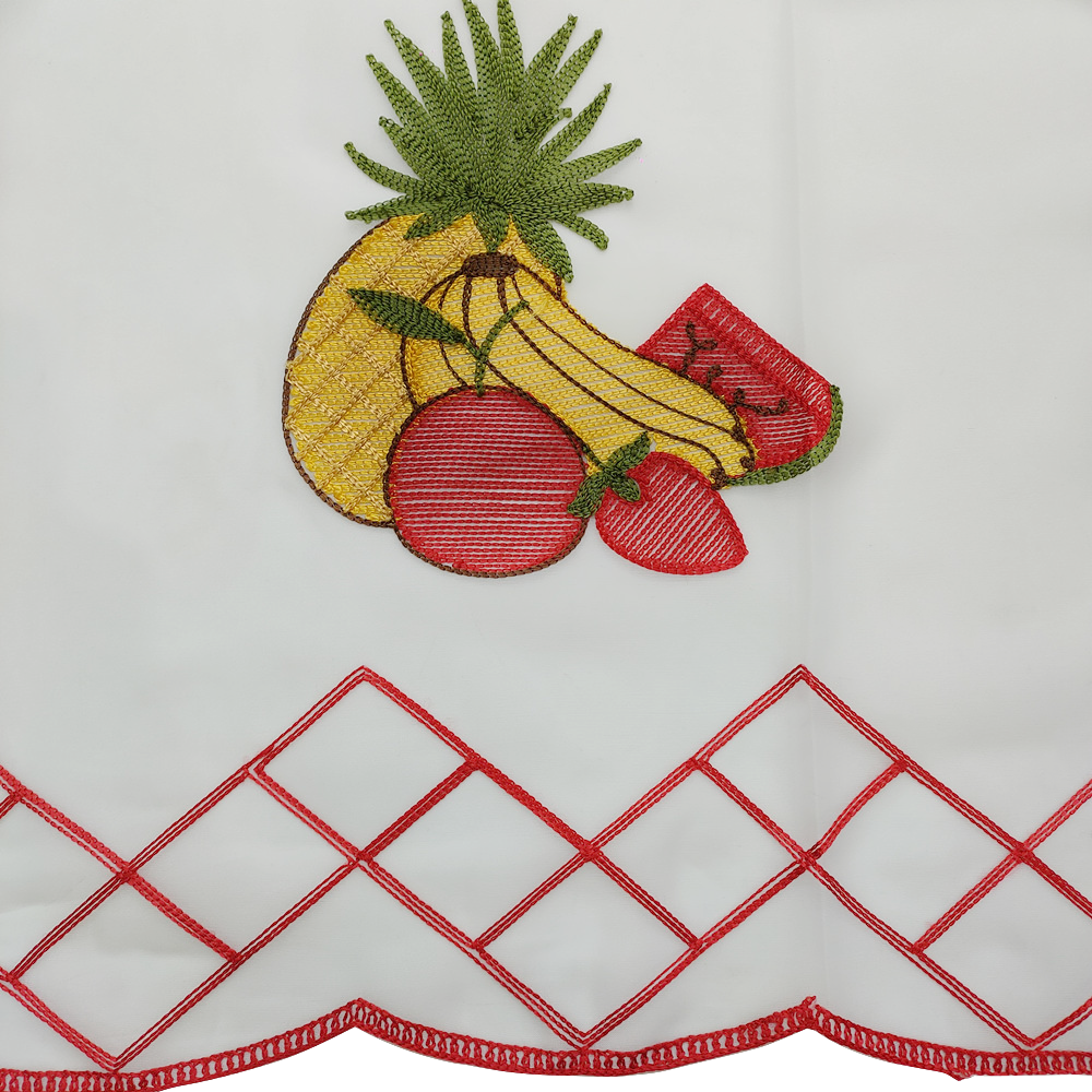 Classic Design Style Fruit Series Embroidery Kitchen Short Half Curtain