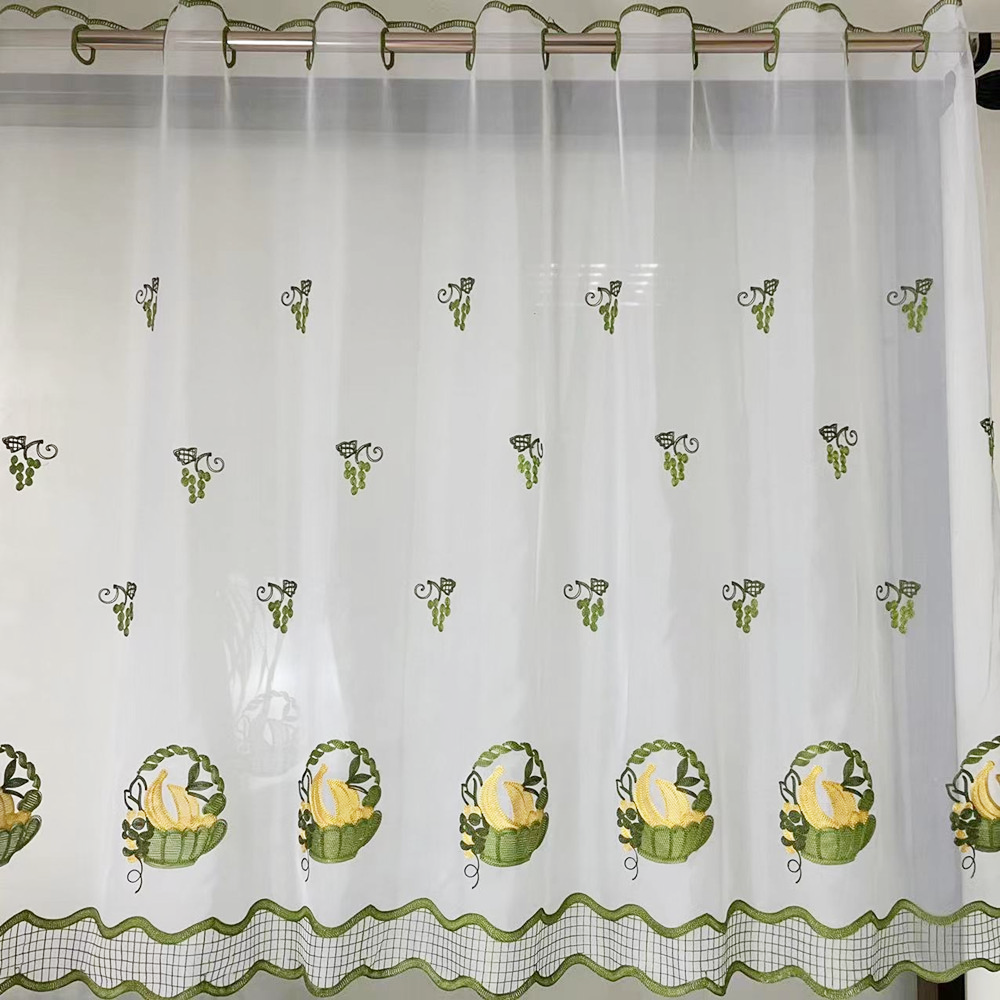  Terylene Fibre Banana Embroidery Floral Kitchen Cafe Short Curtain