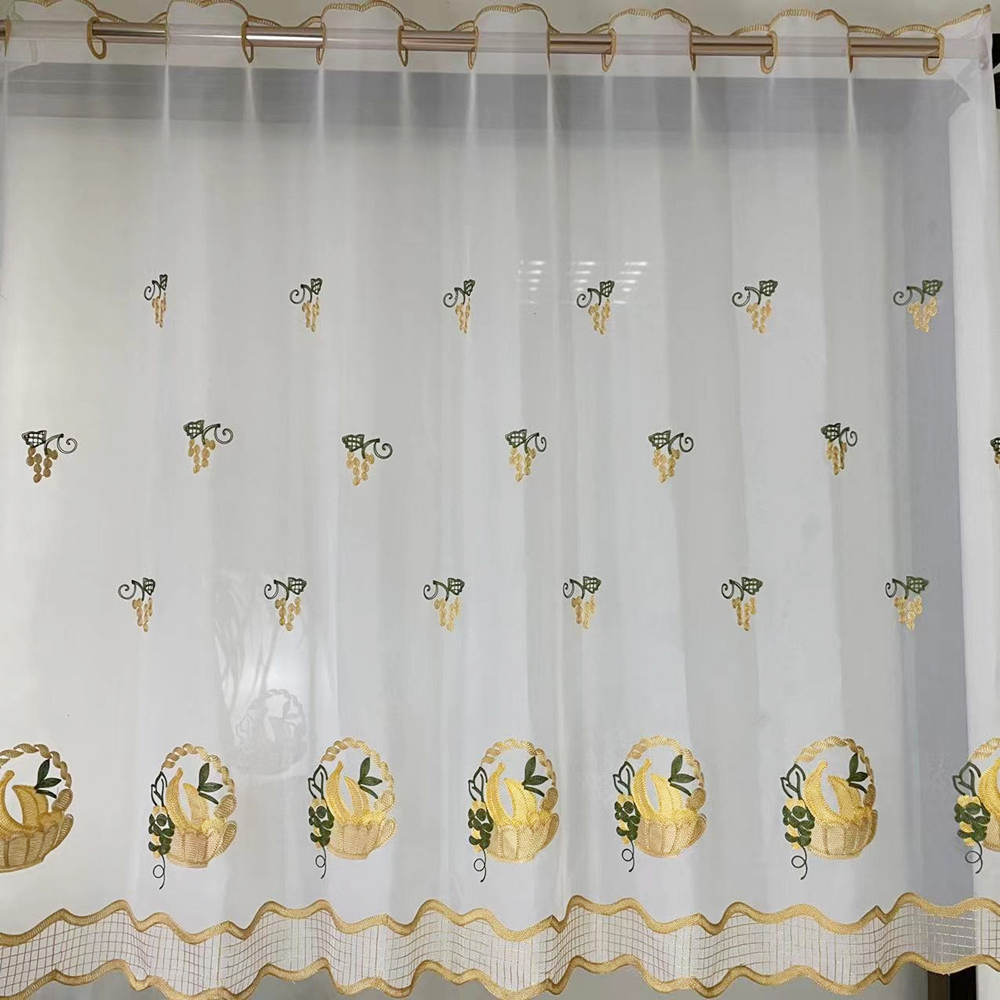  Terylene Fibre Banana Embroidery Floral Kitchen Cafe Short Curtain