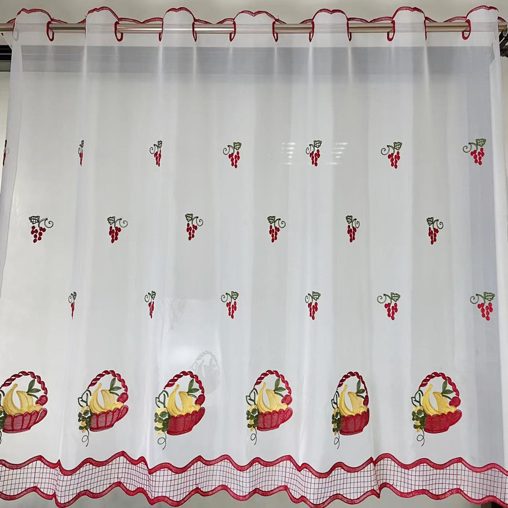  Terylene Fibre Banana Embroidery Floral Kitchen Cafe Short Curtain