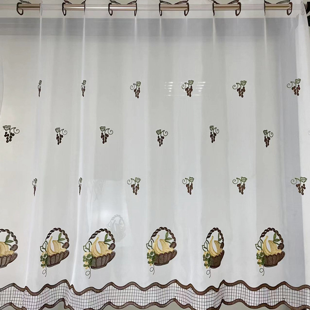  Terylene Fibre Banana Embroidery Floral Kitchen Cafe Short Curtain