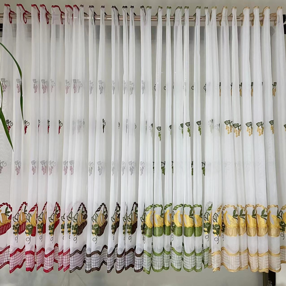  Terylene Fibre Banana Embroidery Floral Kitchen Cafe Short Curtain