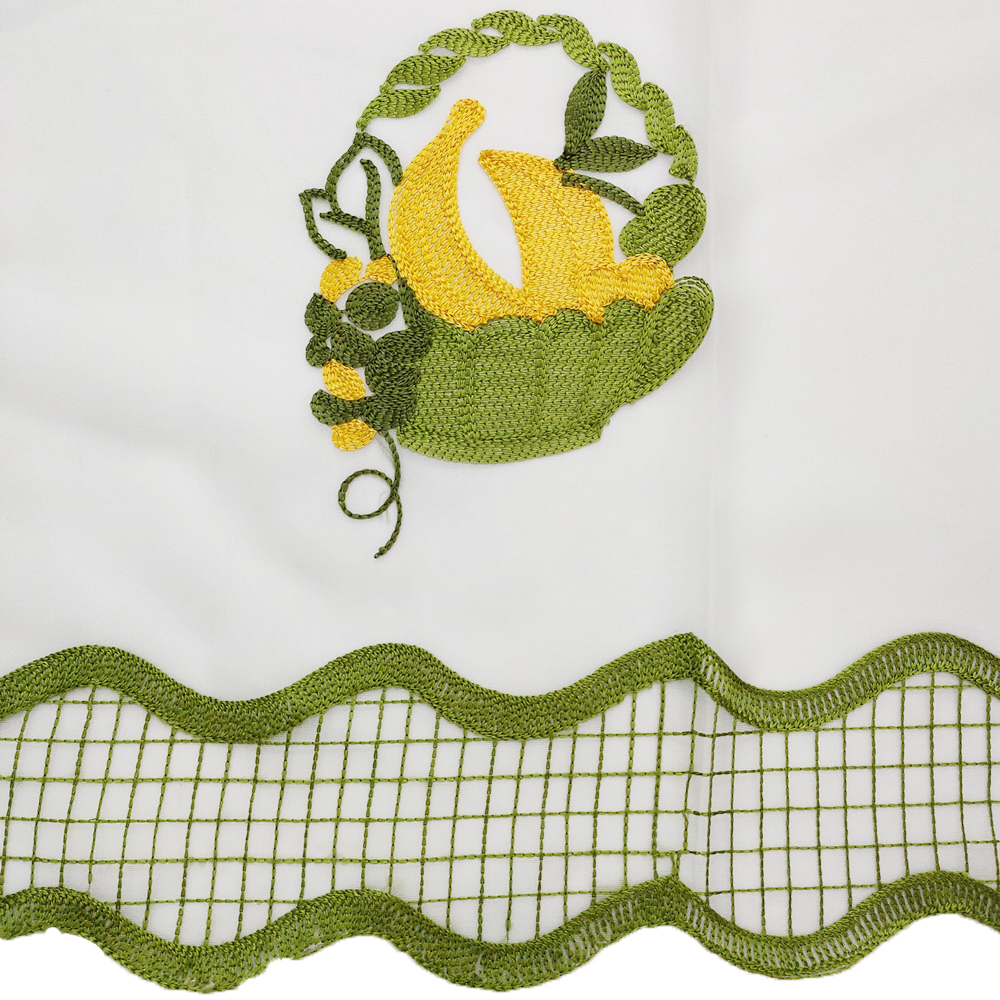  Terylene Fibre Banana Embroidery Floral Kitchen Cafe Short Curtain