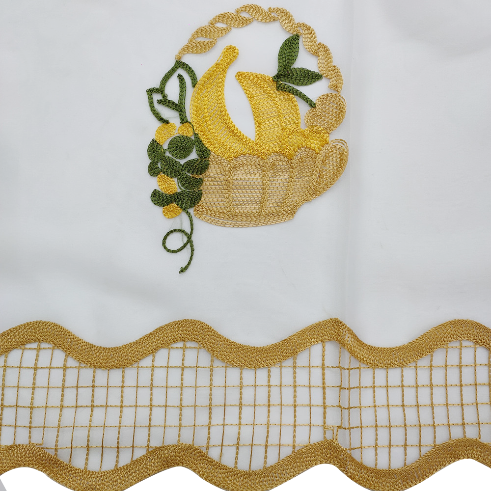  Terylene Fibre Banana Embroidery Floral Kitchen Cafe Short Curtain