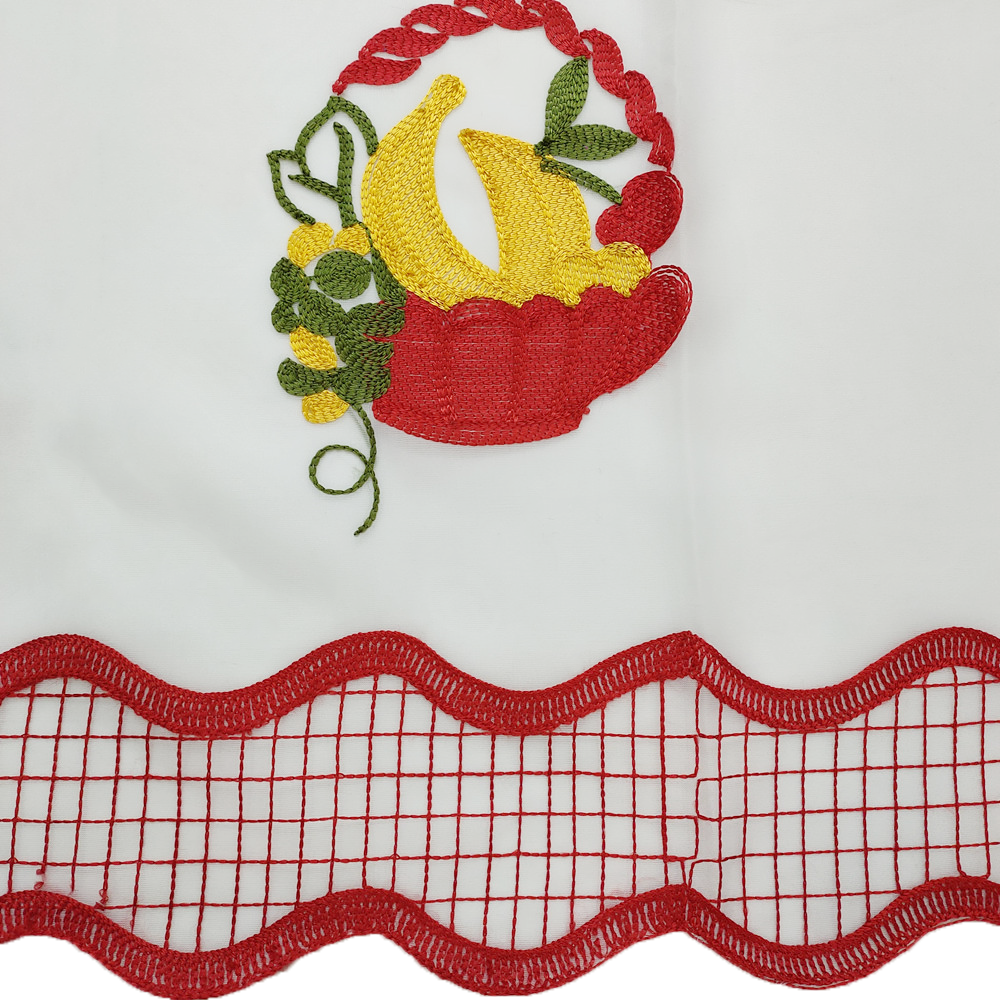  Terylene Fibre Banana Embroidery Floral Kitchen Cafe Short Curtain