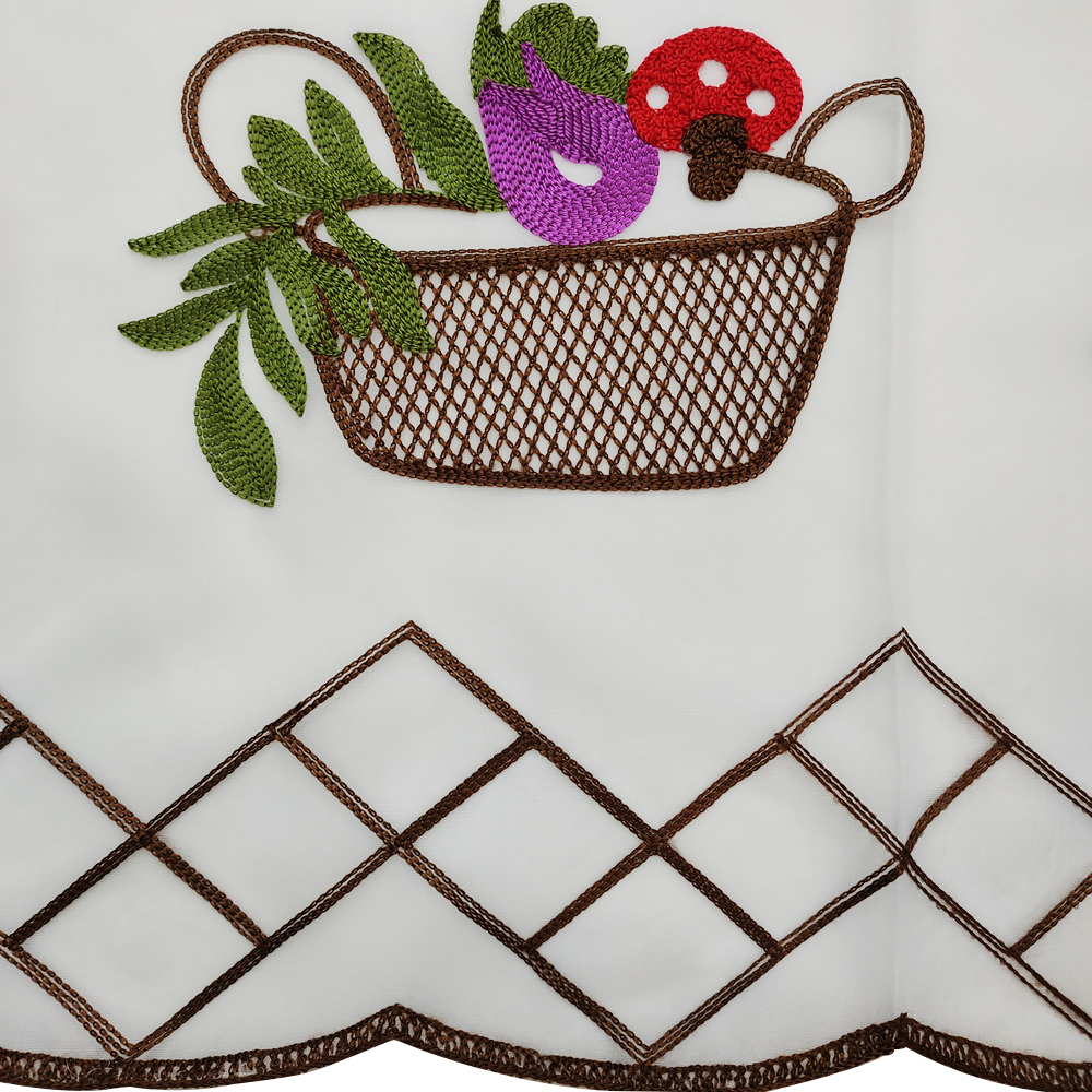 Vegetable Basket Sheer Embroidery Custom Curtain for Kitchen and Cafe