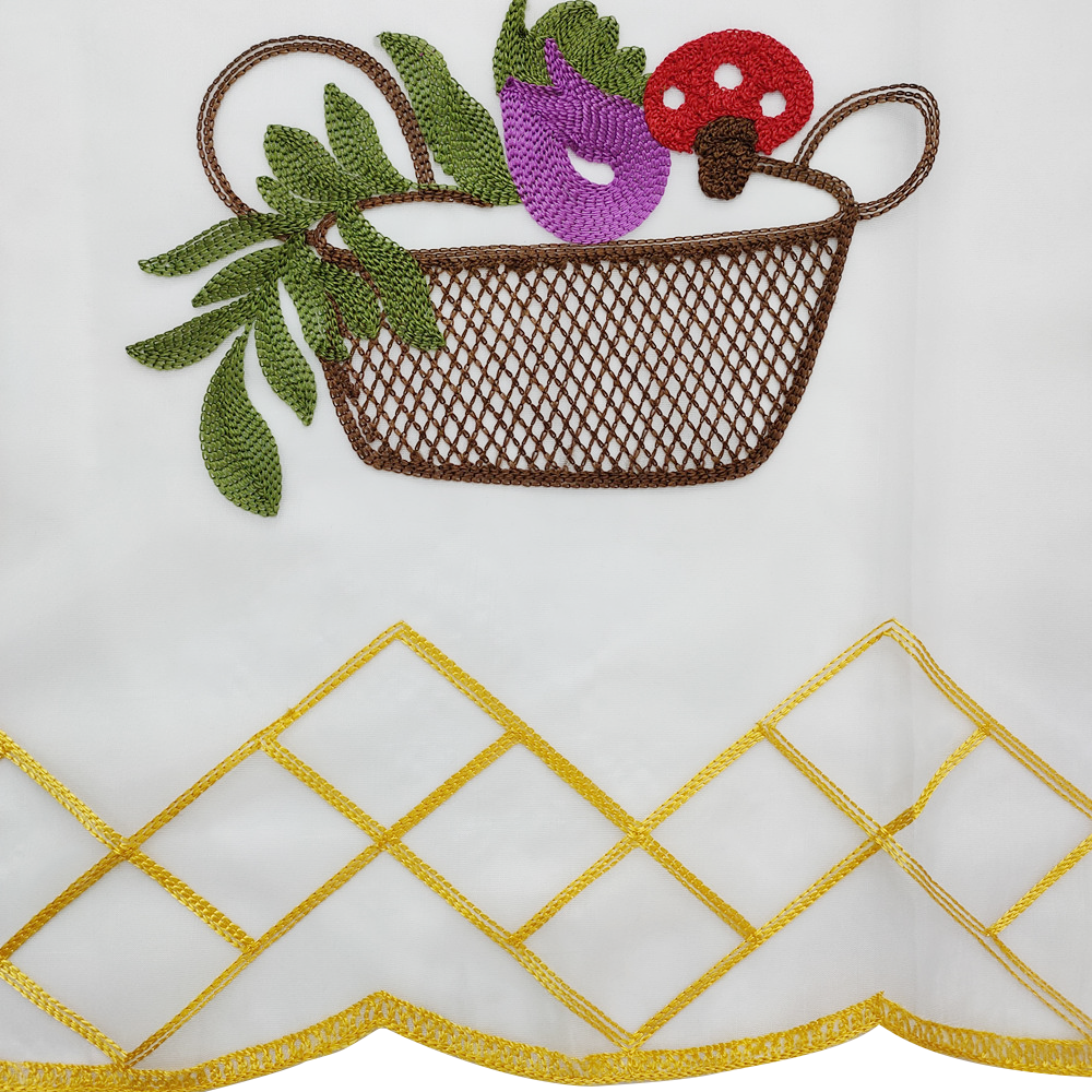 Vegetable Basket Sheer Embroidery Custom Curtain for Kitchen and Cafe