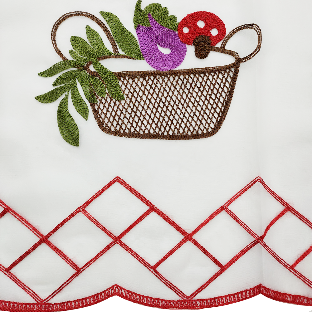 Vegetable Basket Sheer Embroidery Custom Curtain for Kitchen and Cafe