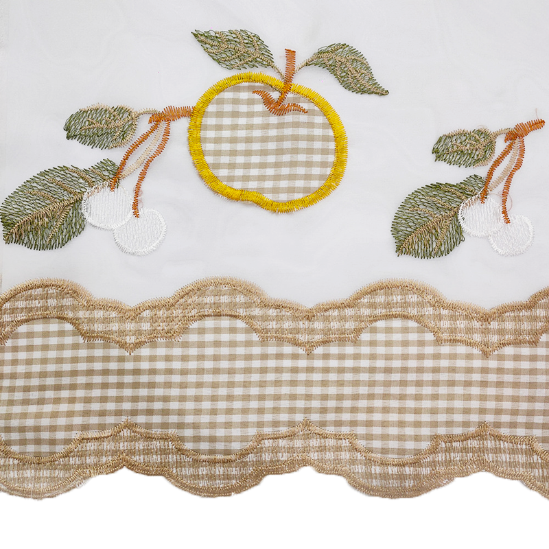 Pastoral Fresh Style Small Apple Design Plain Embroidery Curtain Fabric 