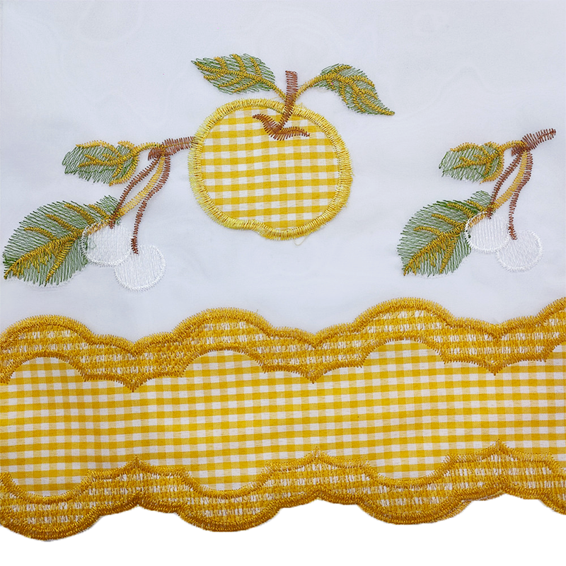 Pastoral Fresh Style Small Apple Design Plain Embroidery Curtain Fabric 