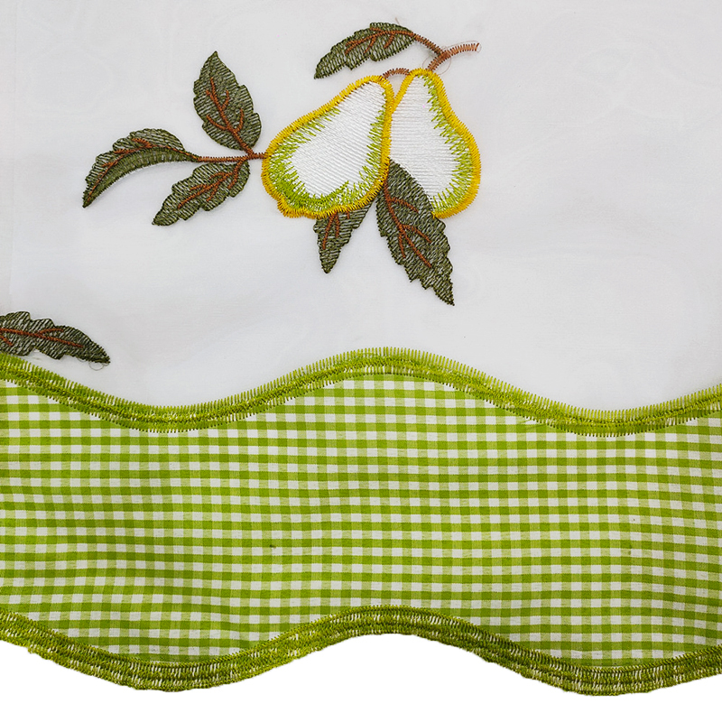 Custom Unique Fragrant Pear Designs Kitchen Embroidery Curtain Fabric 