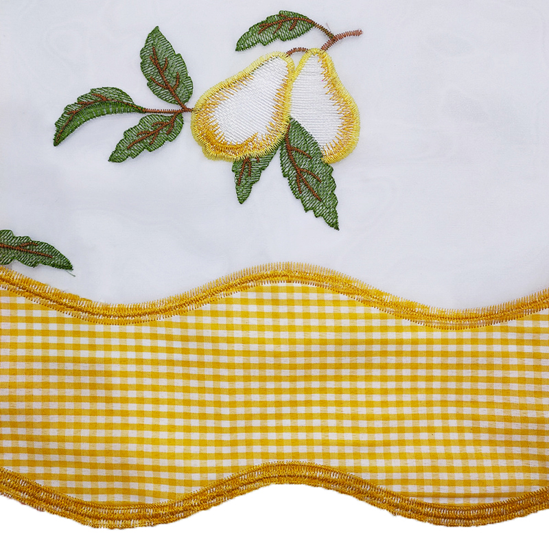 Custom Unique Fragrant Pear Designs Kitchen Embroidery Curtain Fabric 