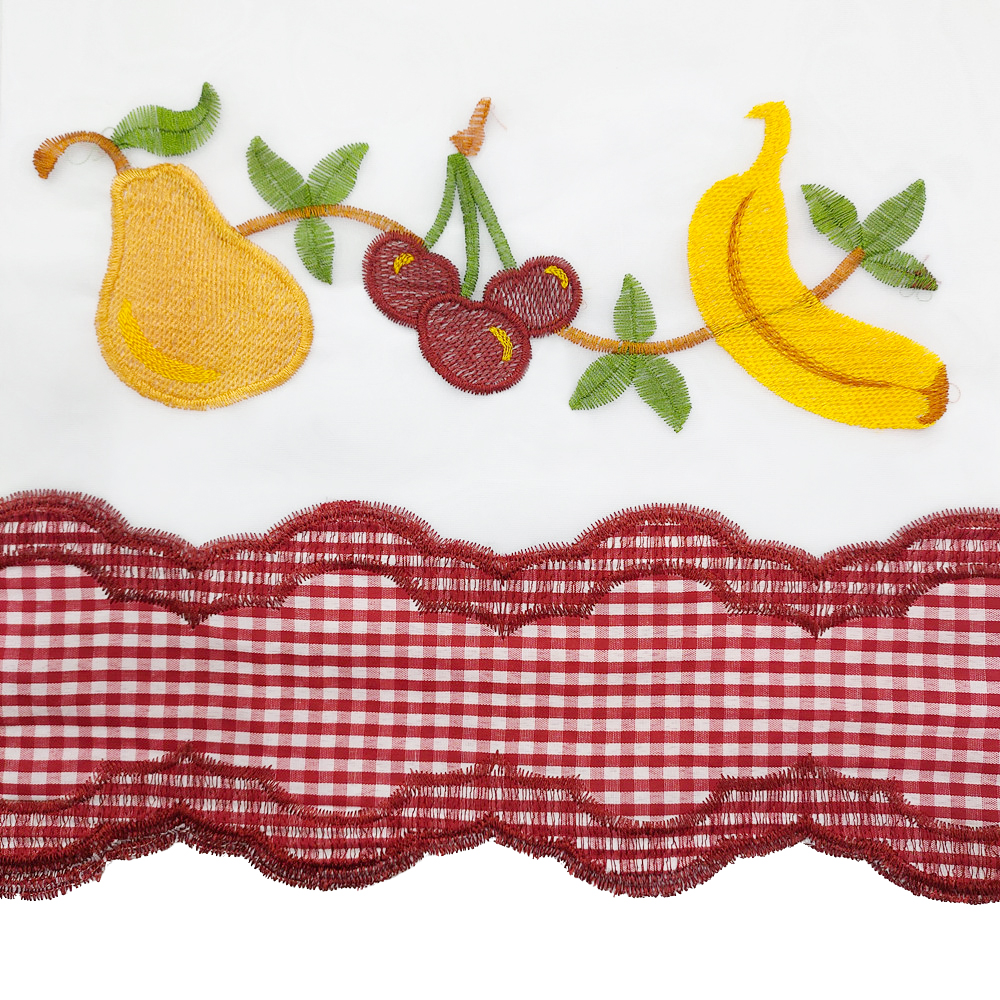 Custom American Simple Style Fruit Sheer Embroidery Curtain Fabric 