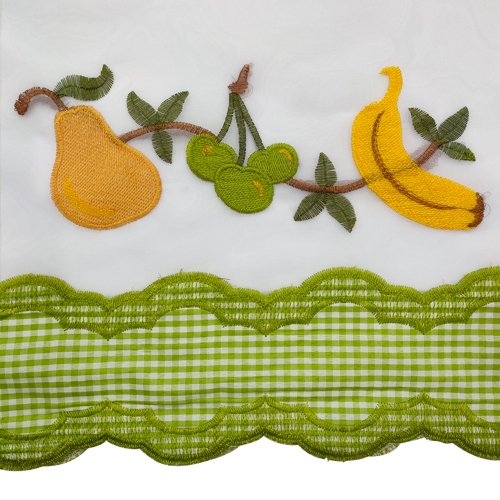 Custom American Simple Style Fruit Sheer Embroidery Curtain Fabric 