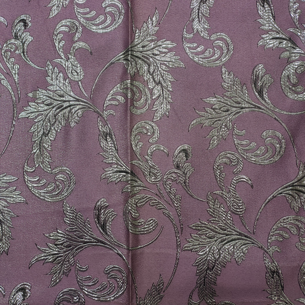 Leaf Pattern Design  Polyester Lurex Silver Jacquard Curtain Fabric 