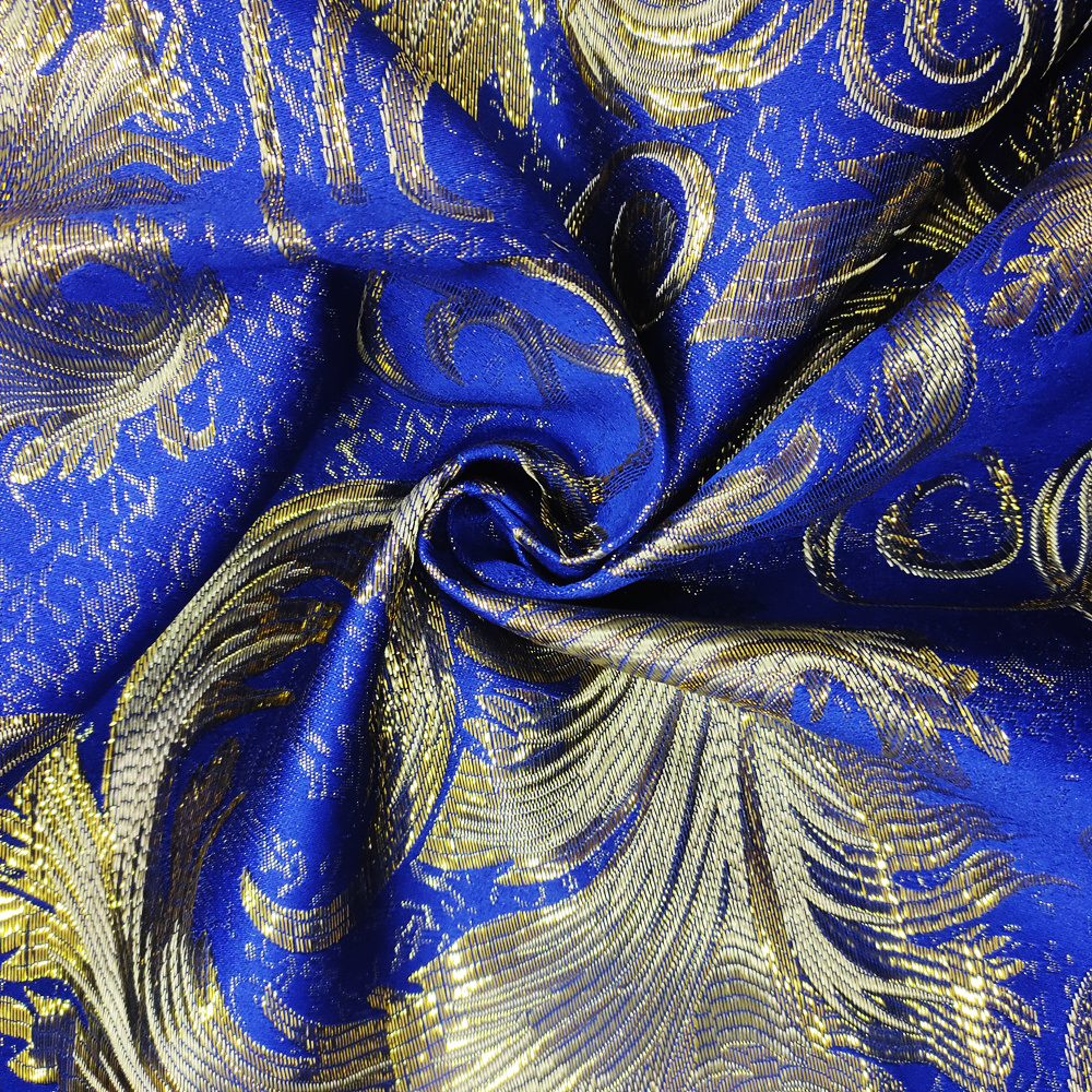  Luxury Style Polyester Gold Metallic Jacquard Curtain Fabric 