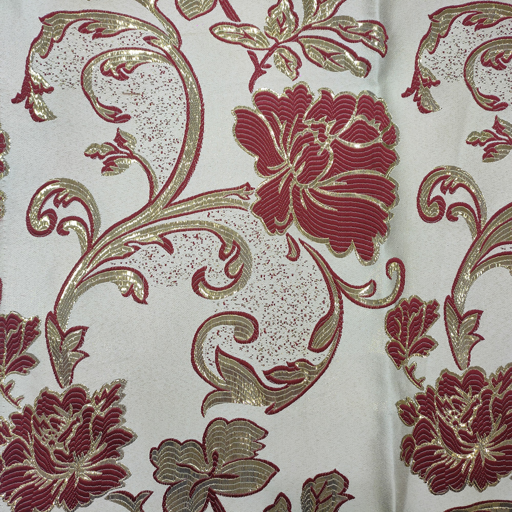 Classic Peony Pattern Design Polyester Lurex Jacquard Brocade Curtain Fabric 