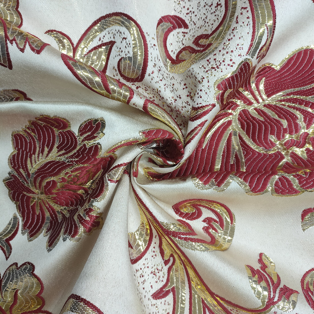 Classic Peony Pattern Design Polyester Lurex Jacquard Brocade Curtain Fabric 