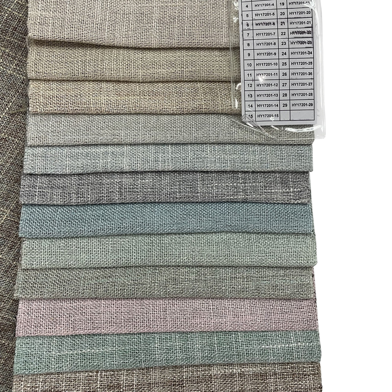 Wholesale Multicolor Polyester Plain Linen Look Fabric for Curtains 