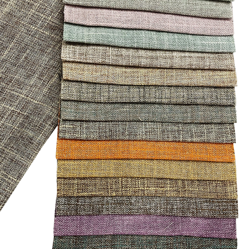 Wholesale Multicolor Polyester Plain Linen Look Fabric for Curtains 