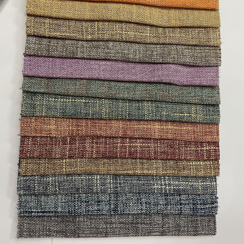 Wholesale Multicolor Polyester Plain Linen Look Fabric for Curtains 