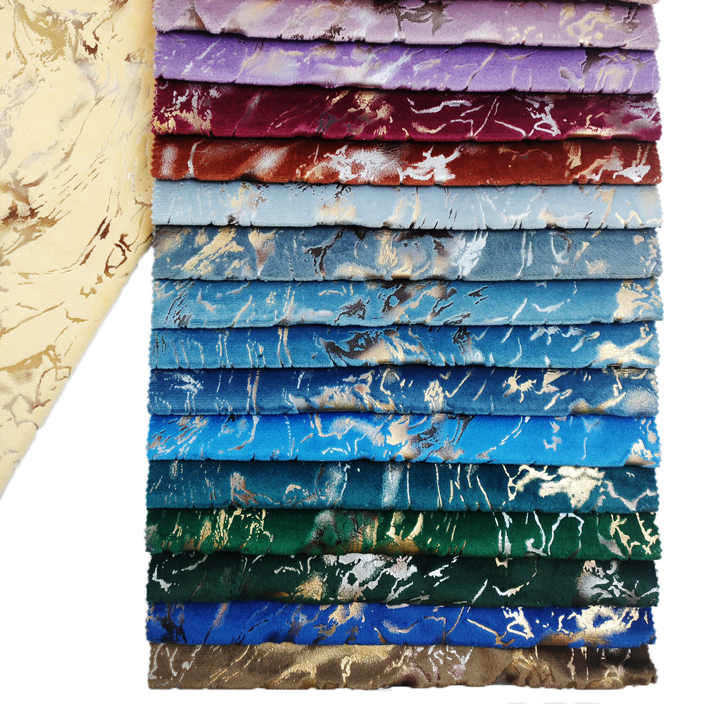 Three Color Foil Print Polyester Holland Velvet Curtain Fabric 