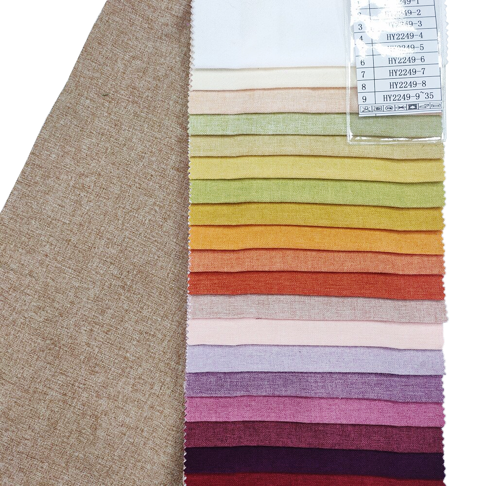 Plain Polyester Woven Linen Look Curtain Fabric