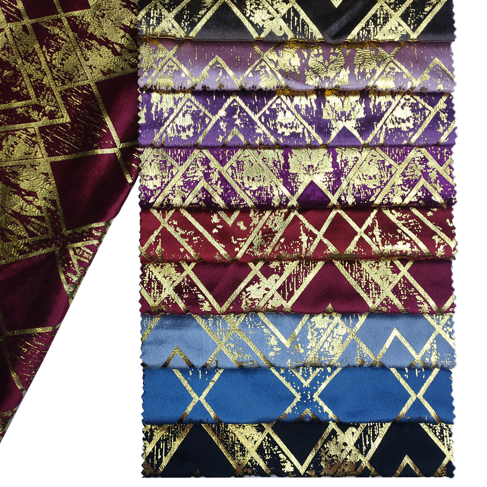 Diamond Pattern Single Color Bronzing Velvet Fabric for Curtain