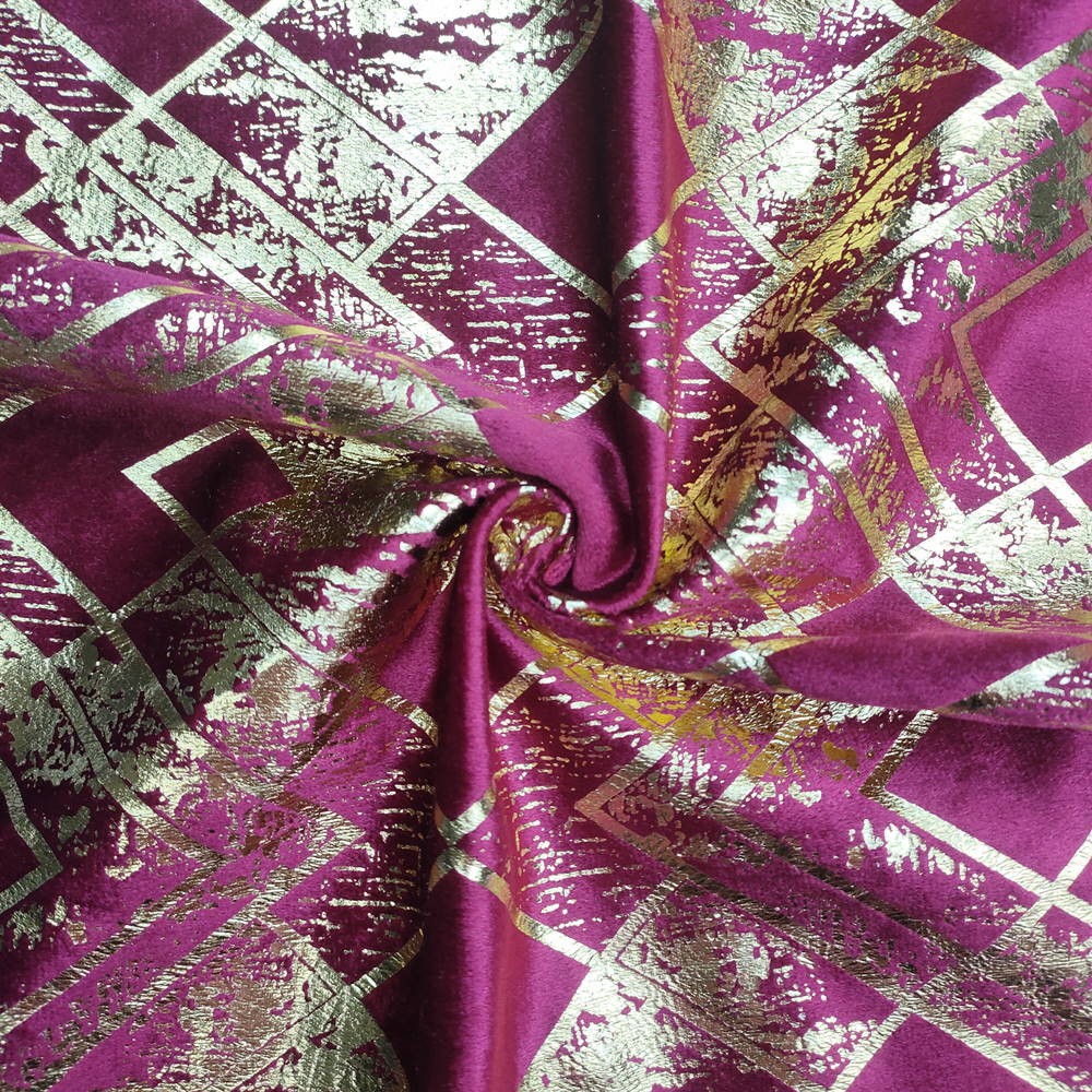 Diamond Pattern Single Color Bronzing Velvet Fabric for Curtain