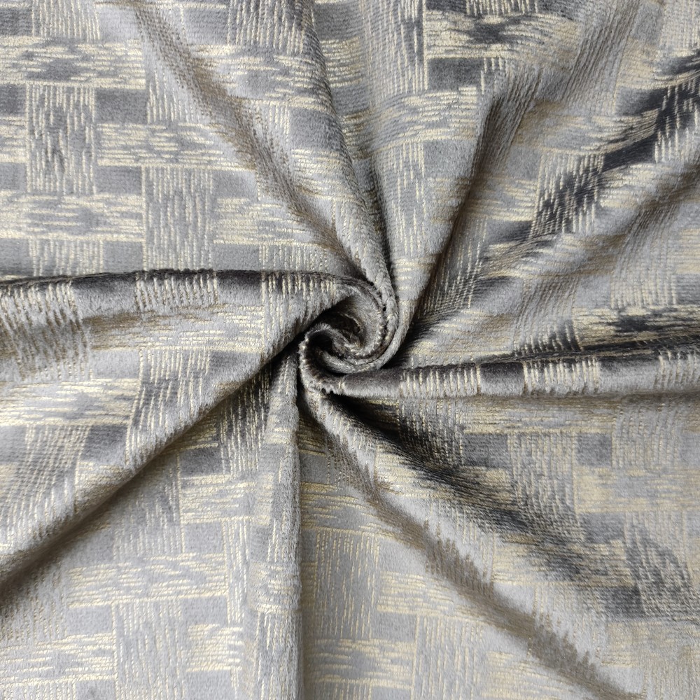 Gird Pattern Polyester Bronzed Glue Pressing Holland Velvet Fabric for Curtain