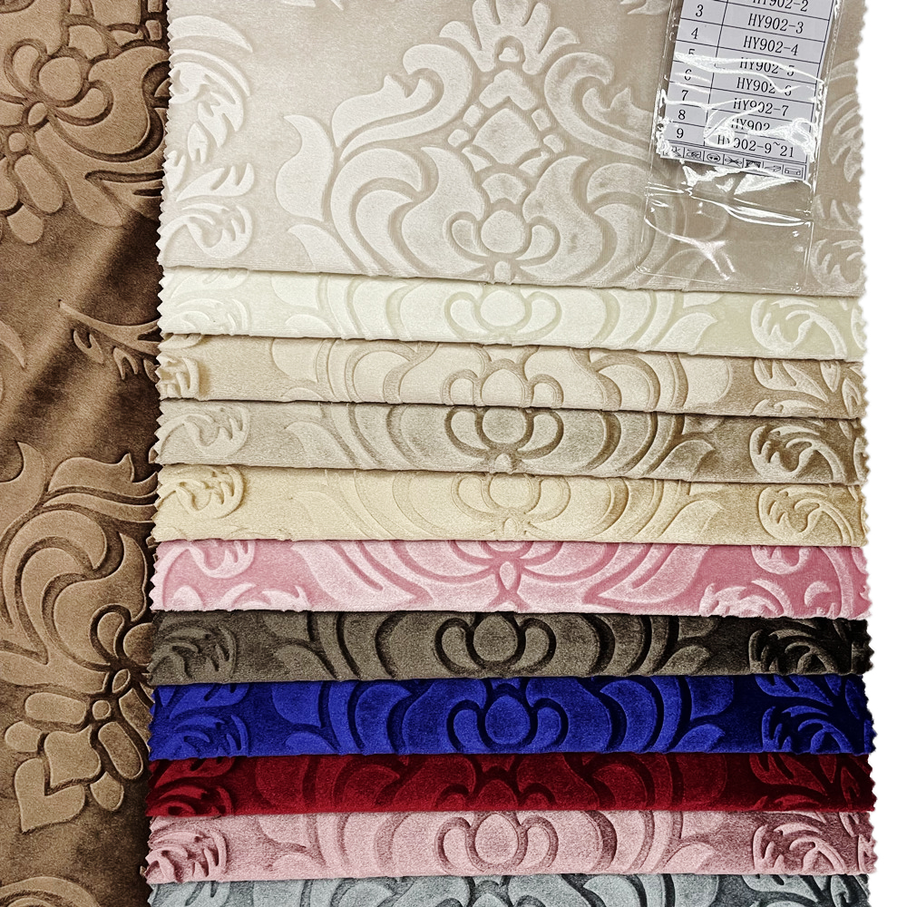 High Grade 3D Embossed Italian Velvet Soft Handfeeling Curtain Fabric 